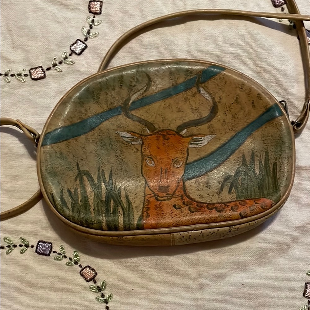 Vintage Deer Print Crossbody Bag